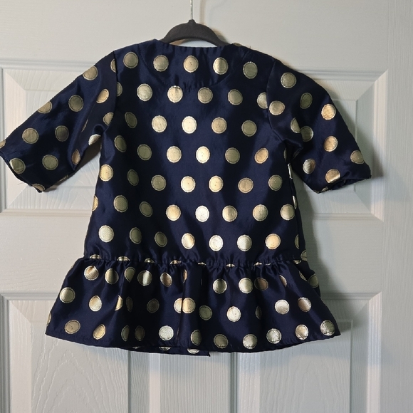 Sweet Heart Rose 9-12 M Navy with Gold Polka Dot Baby Dress w/ Matching Jacket - Picture 7 of 7